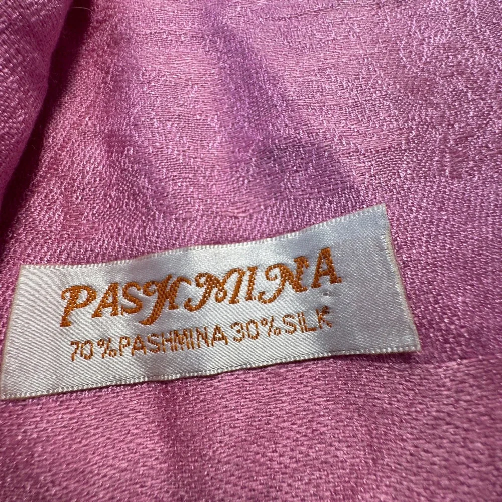 Pashmina Silk Blend Pink Paisley Jacquard Scarf Wrap Shawl Fringe Tassel 71 x 27